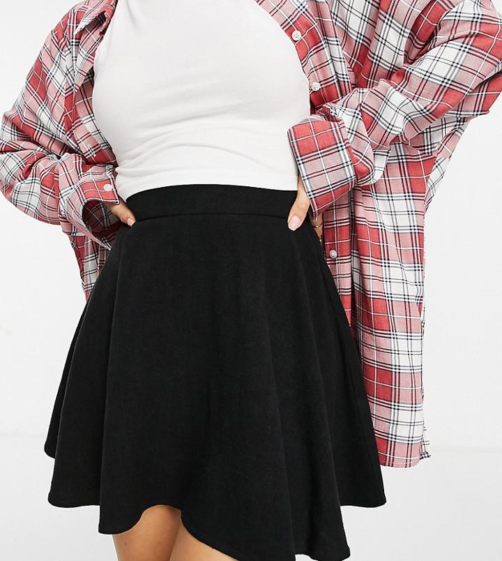 Asos Design Petite 90s Linen Flippy Mini Skirt In Black