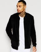 Asos Jersey Bomber Jacket With Faux Fur - Black