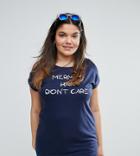 Nvme Plus Mermaid Hair Don't Care Cold Shoulder T-shirt - Navy