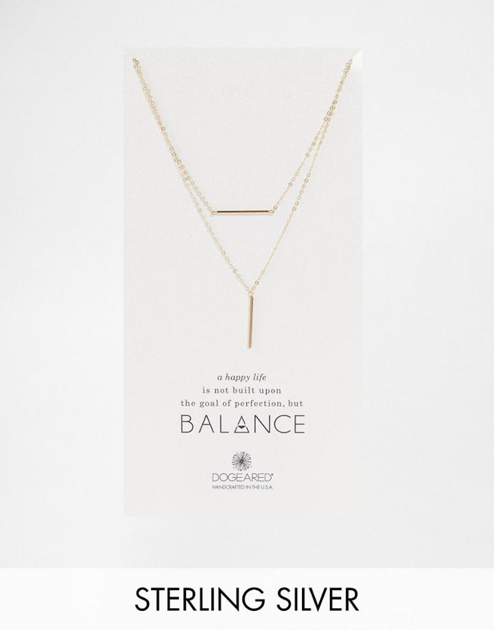 Dogeared Balance Gold Plated Bar Multirow Layering Necklace - Gold