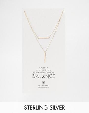 Dogeared Balance Gold Plated Bar Multirow Layering Necklace - Gold