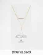 Dogeared Balance Gold Plated Bar Multirow Layering Necklace - Gold