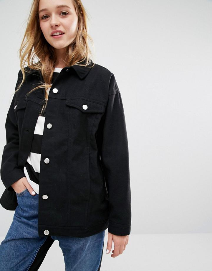 Monki Boxy Denim Jacket - Black