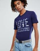 Love Moschino Gingham Logo T-shirt - Navy