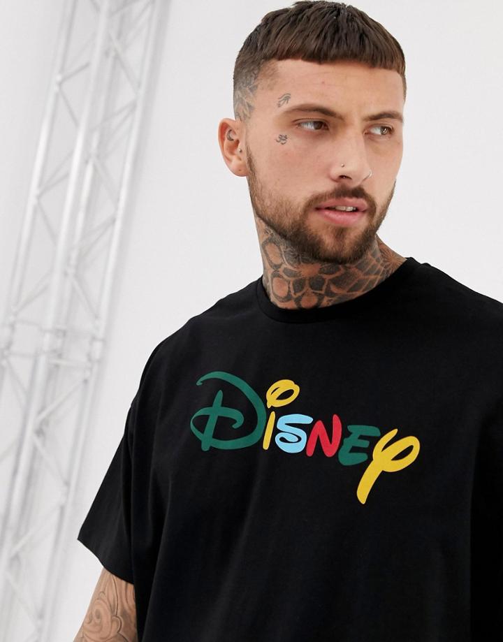 Asos Design Disney Oversized T-shirt With Rainbow Text