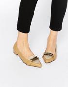 Ravel Chain Point Flat Shoes - Beige