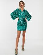 Asos Edition Batwing Drape Mini Cocktail Dress In Sequin