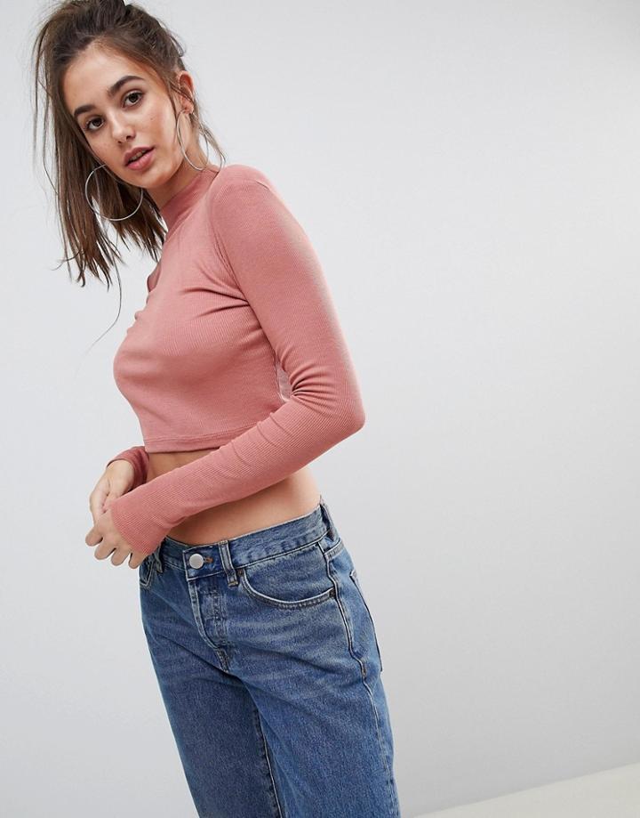 Asos Crop Top With Turtleneck - Orange