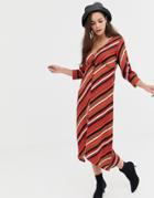 Bershka Button Front Stripe Scarf Dress - Multi