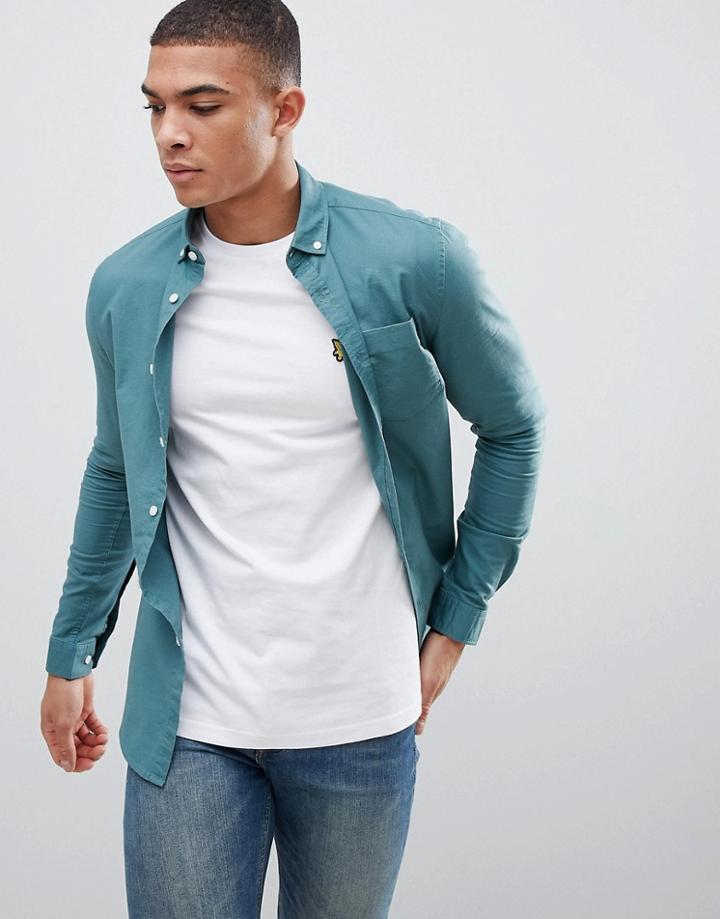 Asos Design Casual Skinny Oxford In Dk Teal - Green