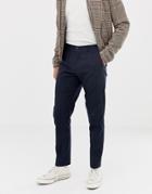 Selected Homme Tapered Fit Pants With Chalk Stripe - Navy