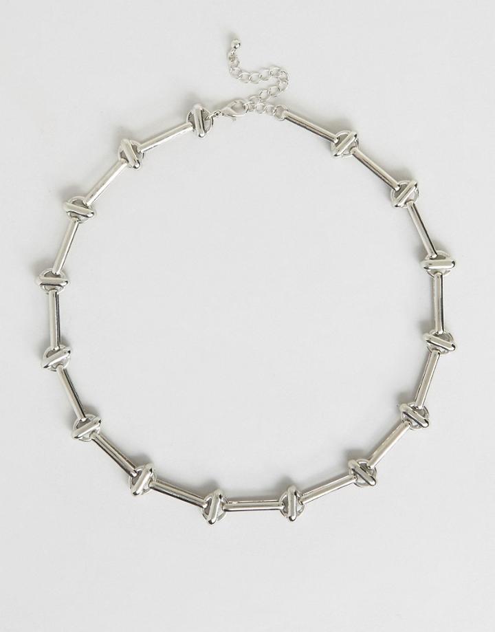 Asos Sleek Bar Link Necklace - Silver