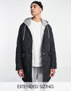 Asos Design Diamond Quilt Trench Coat In Black