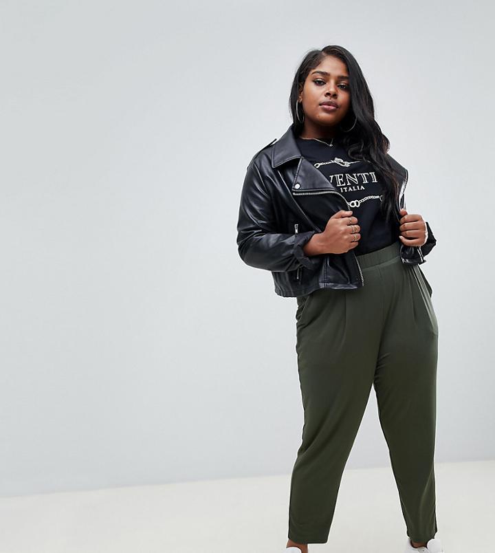 Asos Design Curve Ultimate Jersey Peg Pants - Green