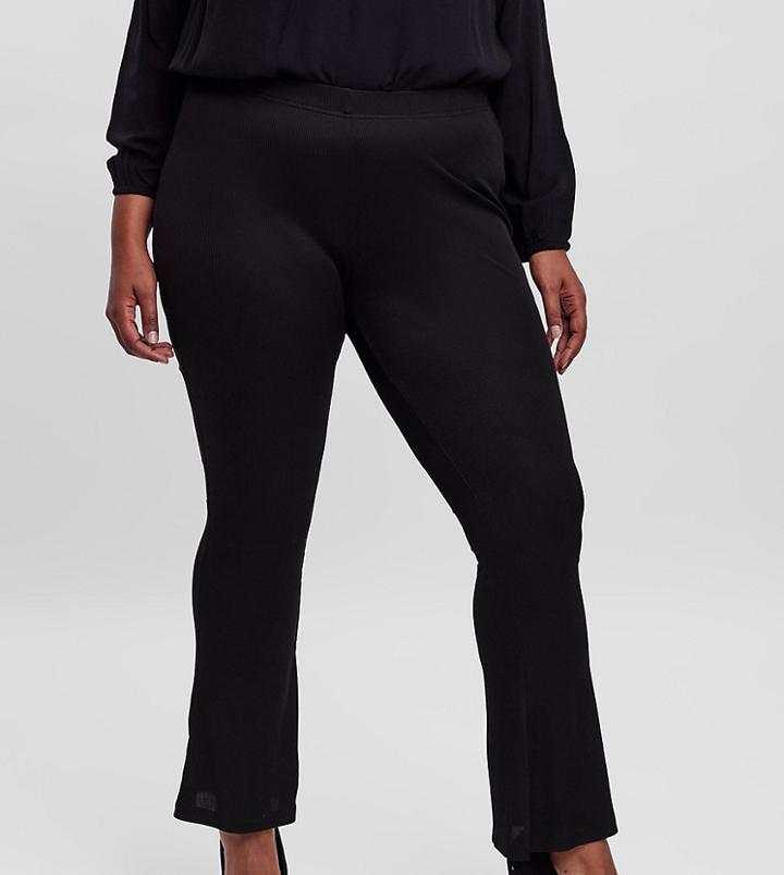 Vero Moda Curve Flared Pants With Front Ankle Zip In Black