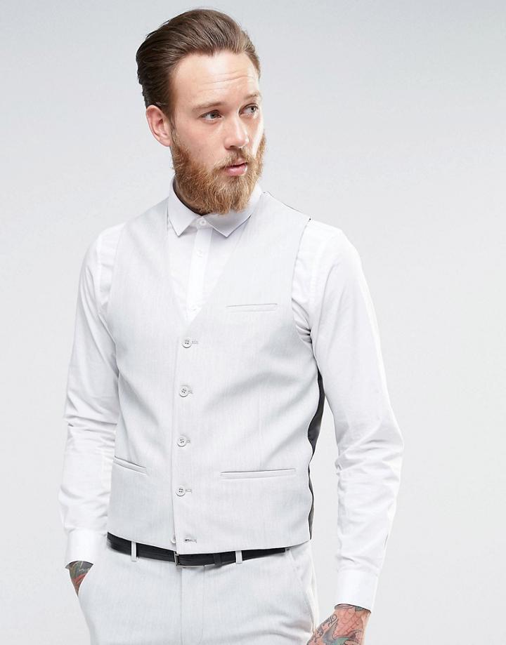 Asos Super Skinny Vest In Light Gray - Light Gray