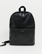 Asos Design Backpack In Black Saffiano With Foil Logo Emboss - Black