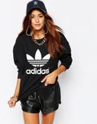 Adidas Originals Adicolour Oversized Crew Neck Sweatshirt With Trefoil Logo - Black