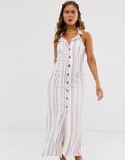 Asos Design Sleeveless Stripe Maxi Shirt Dress - Multi