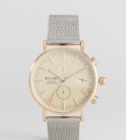 Reclaimed Vintage Inspired Chronograph Mesh Watch In Mixed Metal 36mm Exclusive To Asos - Silver