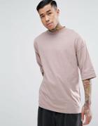 Asos Oversized T-shirt With Deep Rib - Pink