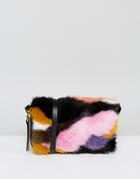 Monki Faux Fur Zip Purse Bag - Multi