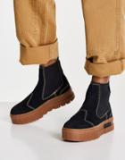 Puma Mayze Chelsea Boots In Black With Gum Sole