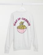 New Love Club Oversized Sweatshirt With 'mac N' Cheese' Graphic In Gray-grey
