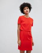 Warehouse Double Layer Shift Dress - Red