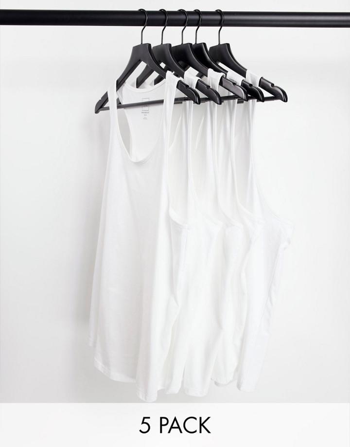 River Island 5-pack Racer Tank In White