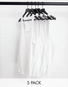 River Island 5-pack Racer Tank In White