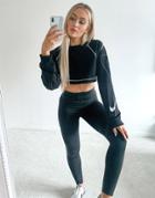 Nike Swoosh Cropped Crew Neck Sweatshirt In Black