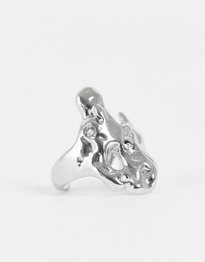 Reclaimed Vintage Inspired Unisex Molten Ear Cuff-silver