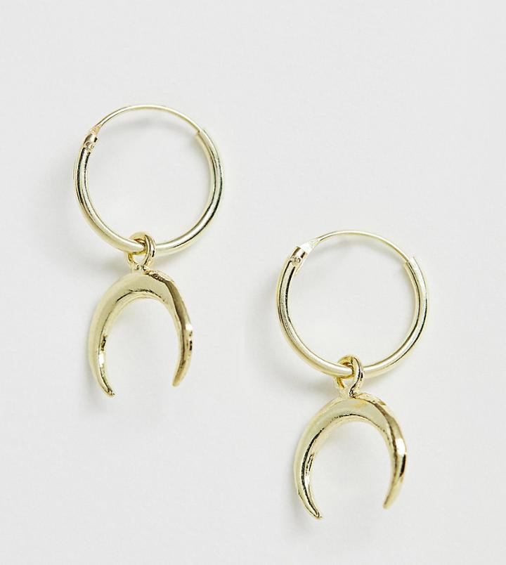 Kingsley Ryan Sterling Silver Gold Plated Cresent Drop Hoop Earrings