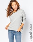 Asos Petite Basic Long Sleeve Top - Gray