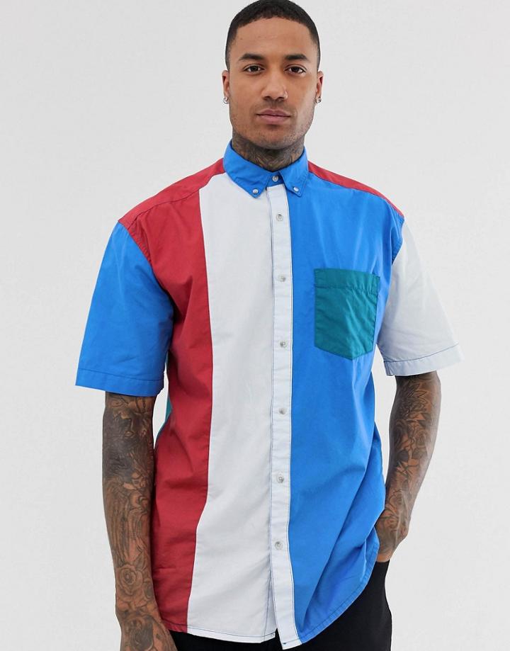 Asos Design Oversized Cut & Sew Shirt-multi