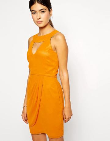 Vlabel London Kensal High Neck Dress With Keyhole - Yellow