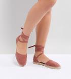 New Look Wide Fit Ankle Tie Espadrille - Pink