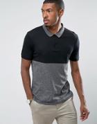 New Look Polo With Marl Trim In Black - Black