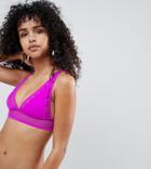 River Island Scallop Triangle Bikini Top - Purple