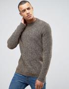 New Look Fisherman Sweater In Yellow With Twisted Crew Neck - Yellow