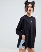 Asos Design Super Oversized Lightweight Sweatshirt In Black - Black