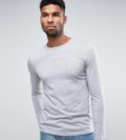 Asos Design Tall Long Sleeve T-shirt With Crew Neck In Grey Marl - Gray
