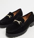 Asos Design Wide Fit Motivate Suede Chunky Loafers In Black