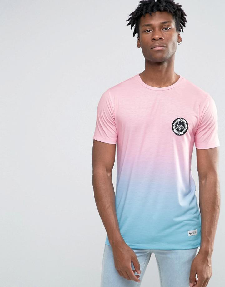 Hype Gradient T-shirt With Crest Logo - Pink