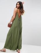Asos Casual Maxi Dress With Scoop Back - Green
