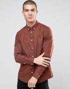 Asos Rust Shirt With Button Down Collar In Regular Fit - Tan