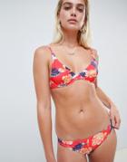 Asos Design Hawaiian Tropical Print Bikini Bottom - Multi