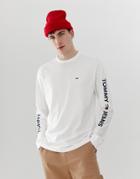 Tommy Jeans Regular Fit Long Sleeve T-shirt With Sleeve And Chest Logo Inwhite - White