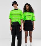 Collusion Unisex Neon Stripe T-shirt In Green